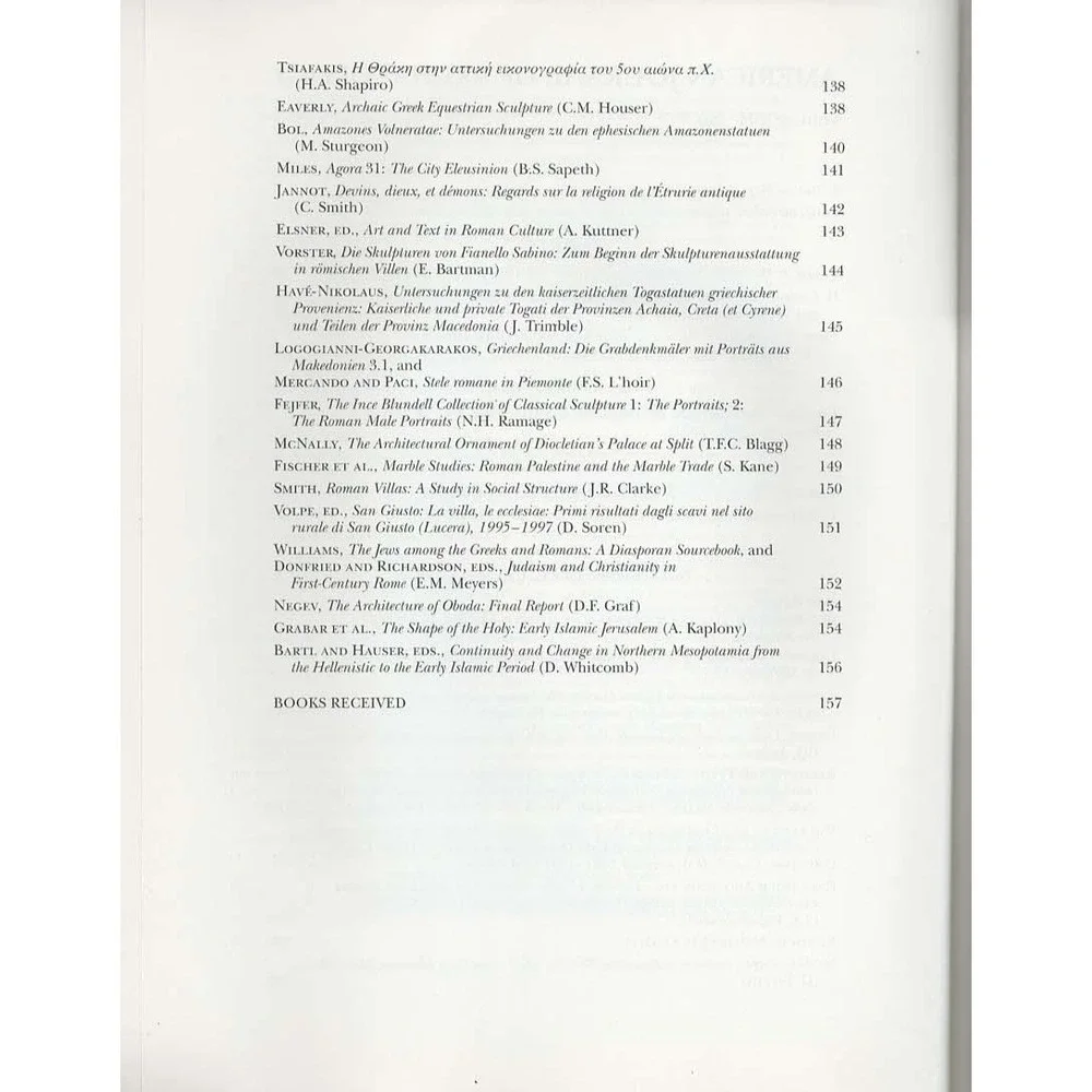 American Journal of Archaeology Jan 2000 Roman Aqueducts Neolithic Statues Doric